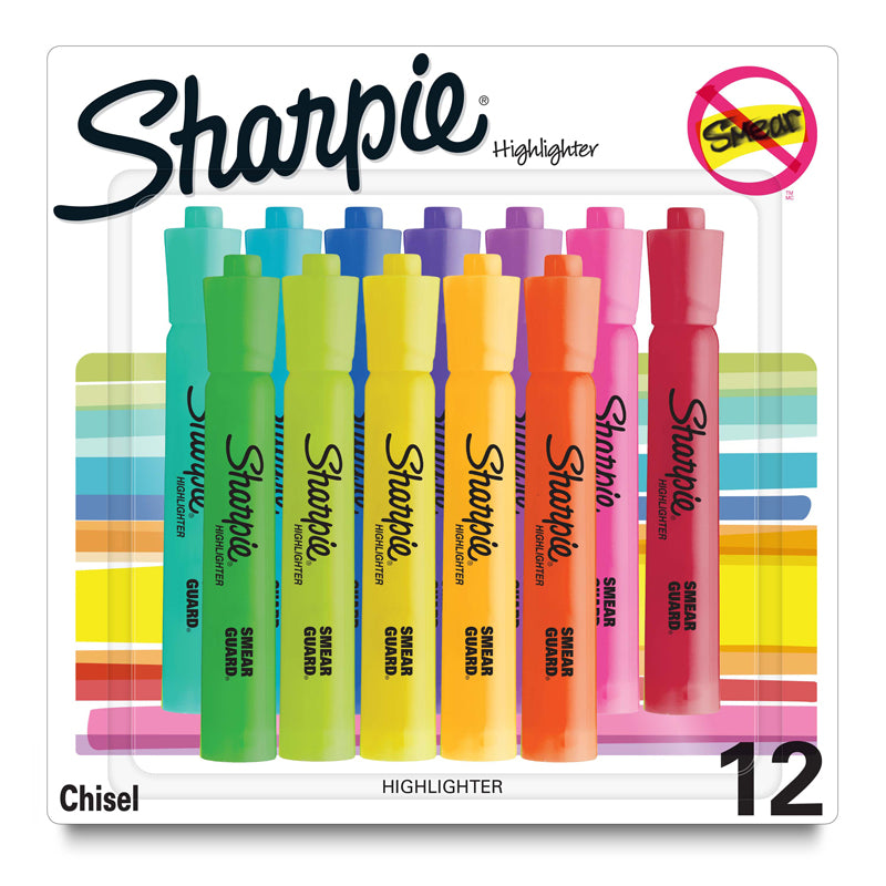 SHARPIE TANK HIGHLIGHTERS ASST 12CT