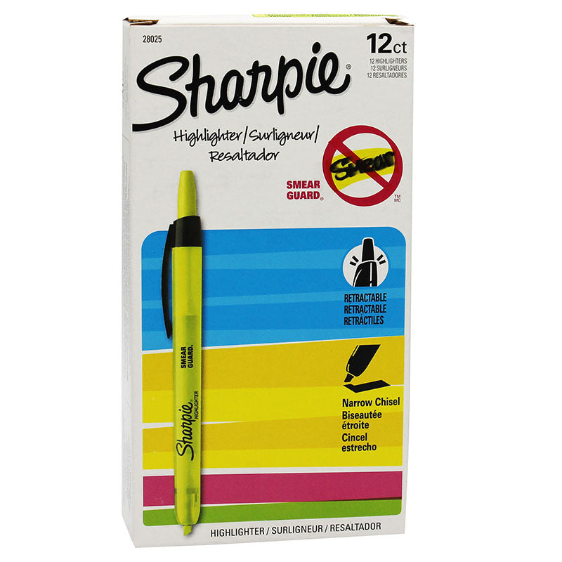 BOX OF 12 YELLOW HIGHLIGHTER RETRT