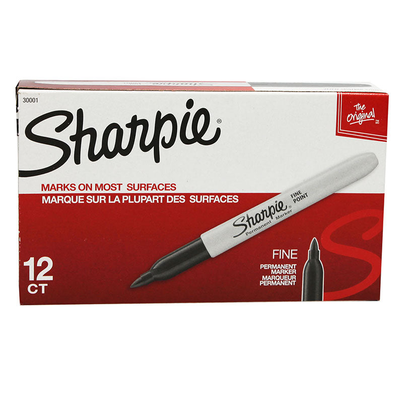 BOX OF 12 BLACK SHARPIE FINE MARKER