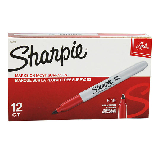 BOX OF 12 RED SHARPIE FINE MARKERS