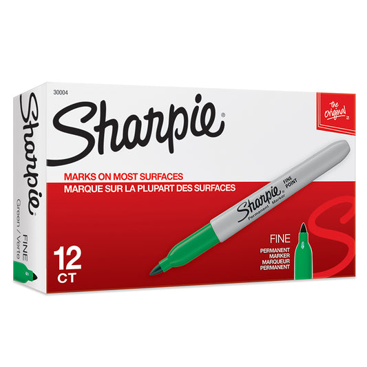 BOX OF 12 GREEN SHARPIE FINE MARKER