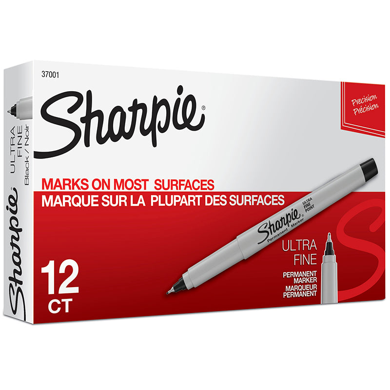 BOX OF 12 BLACK SHARPIE ULTRA FINE