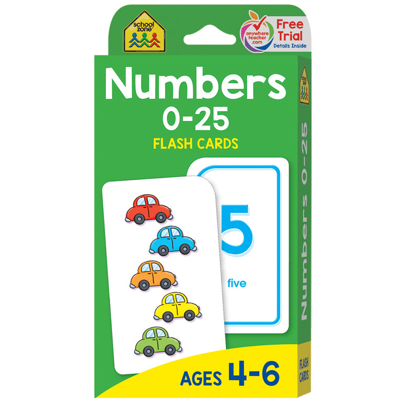 NUMBERS 0-25 FLASH CARDS