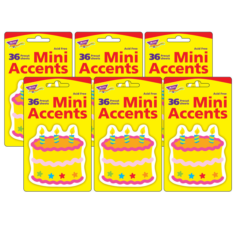 (6 PK) MINI ACCENTS BIRTHDAY CAKE