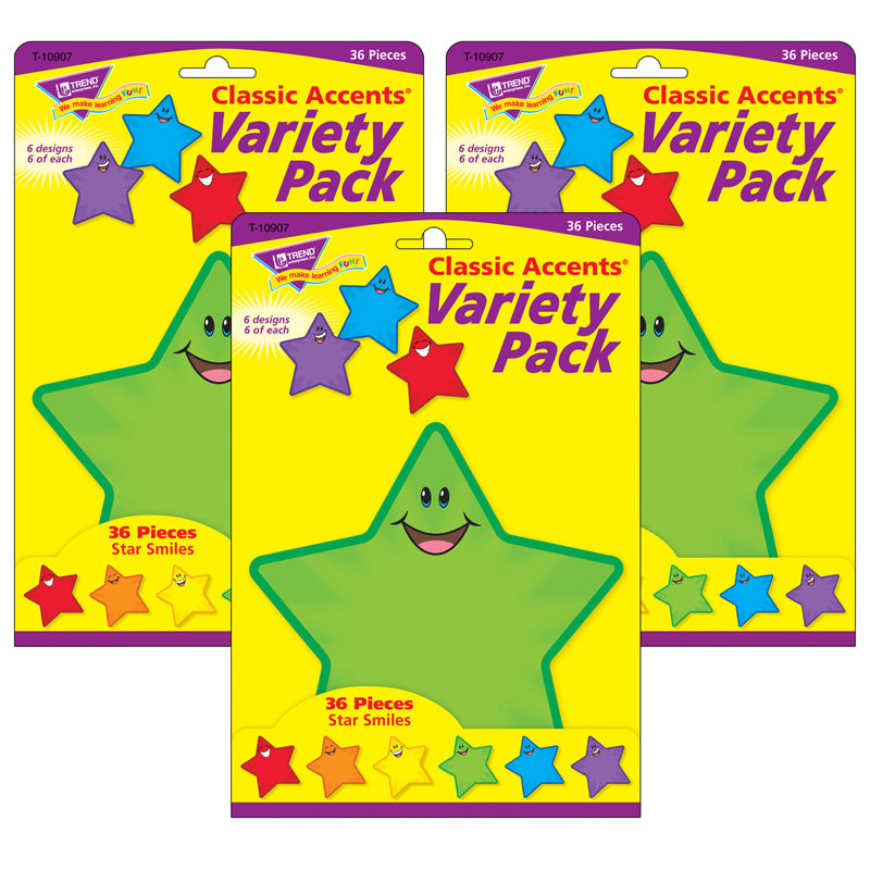 (3 PK) STAR SMILES CLASSIC ACCENTS