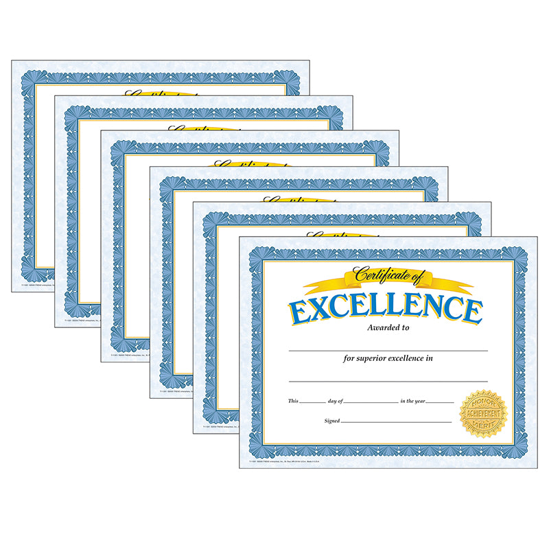 (6 PK) CERTIFICATE OF EXCELLENCE