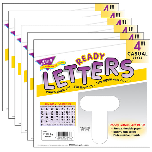 (6 PK) READY LETTERS 4IN CASUAL