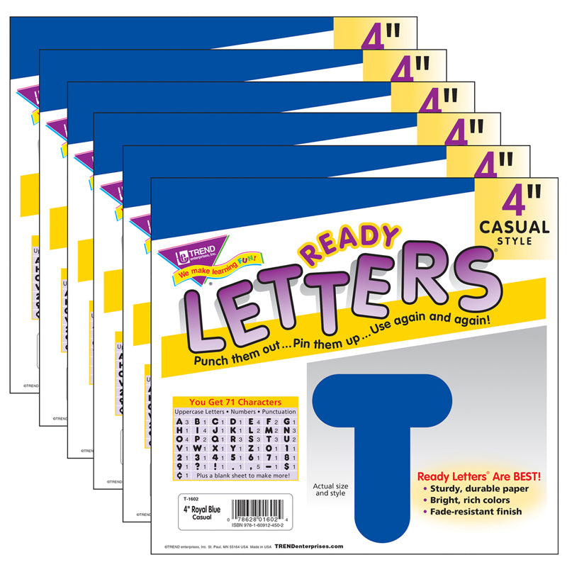 (6 PK) READY LETTERS 4IN CASUAL