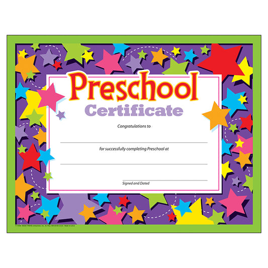 PRESCHOOL CERTIFICATE 30/PK