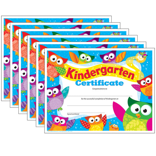 (6 PK) KINDERGARTEN CERTIFICATE OWL