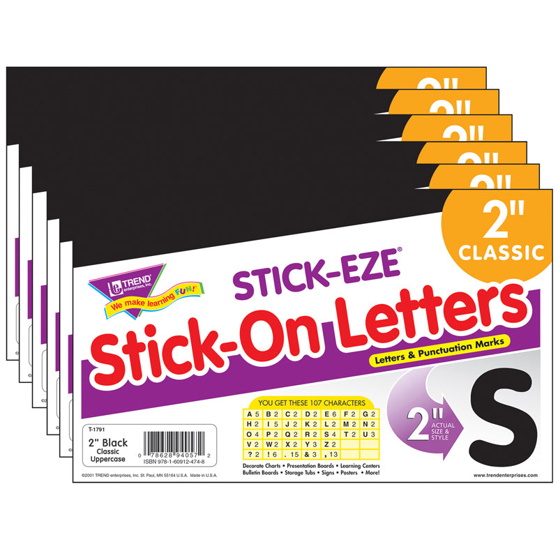 (6 PK) STICK-EZE 2 IN LETTERS &