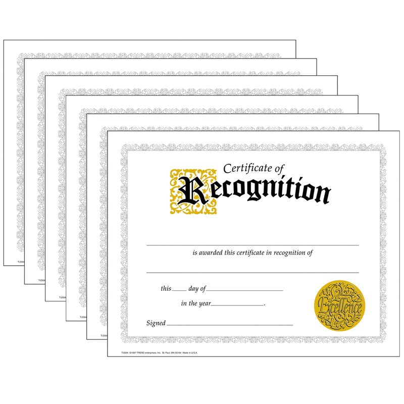 (6 PK) CERTIFICATE OF RECOGNITION