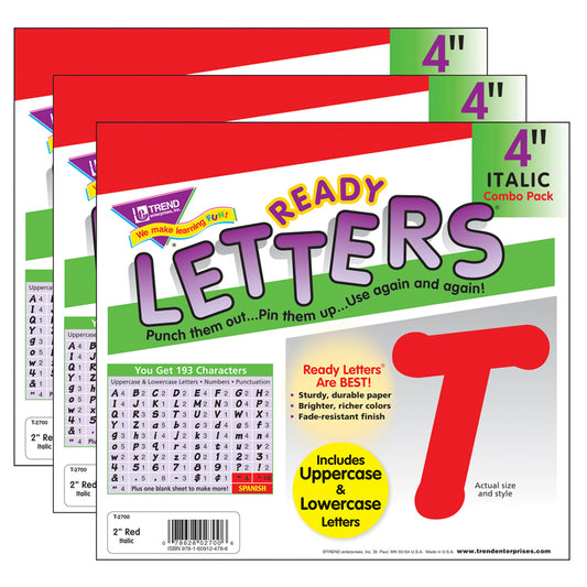 (3 PK) READY LETTERS 4IN ITALIC