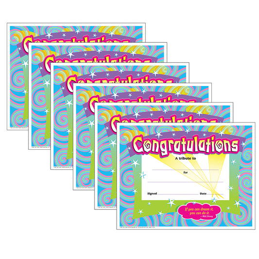 (6 PK) CERTIFICATE CONGRATULATIONS