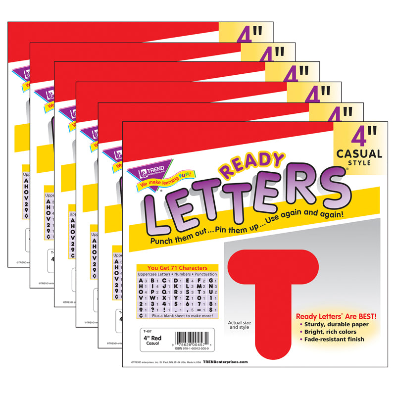 (6 PK) READY LETTERS 4IN CASUAL