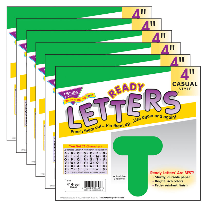 (6 PK) READY LETTERS 4IN CASUAL