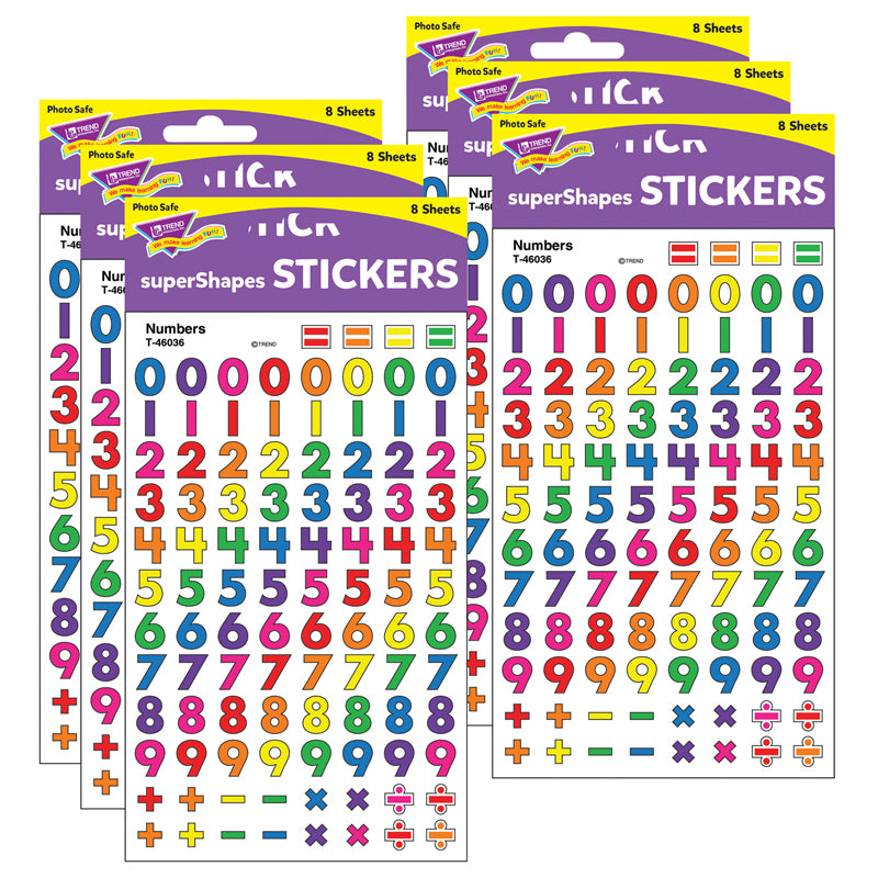 (6 PK) STICKER NUMBER SUPERSHAPES