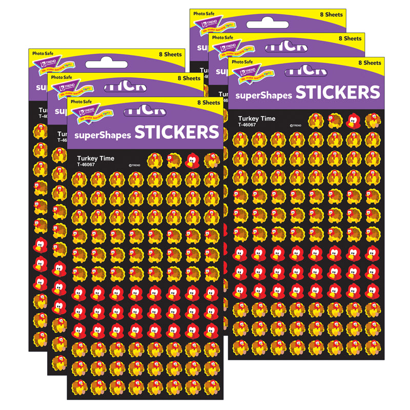 (6 PK) SUPERSHAPES STICKERS TURKEY