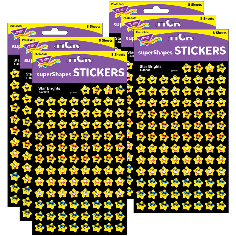 (6 PK) SUPERSHAPES STICKERS STAR