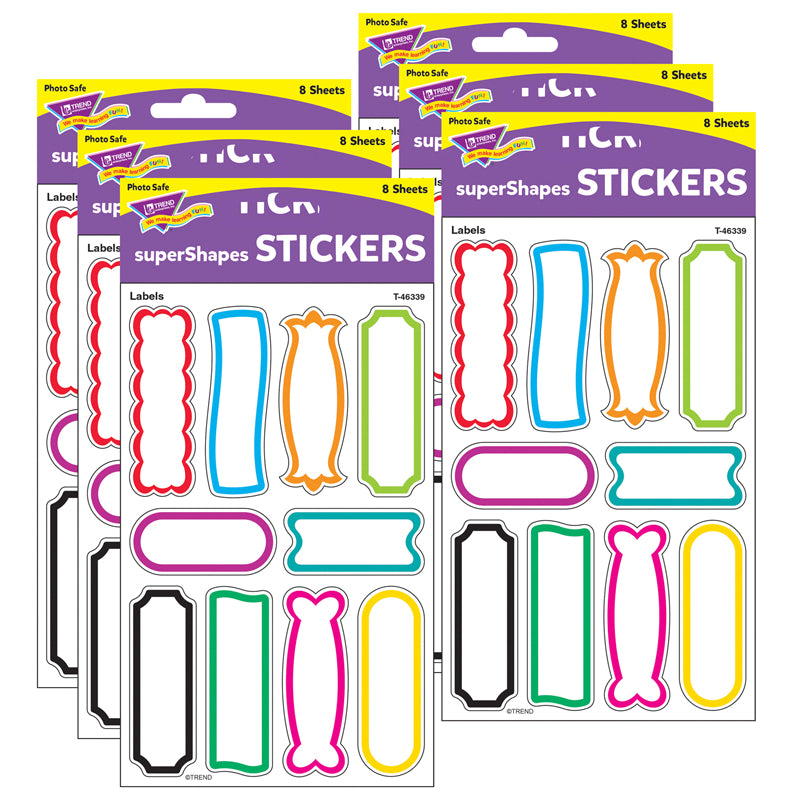 (6 PK) LABELS SUPERSHAPES STICKERS