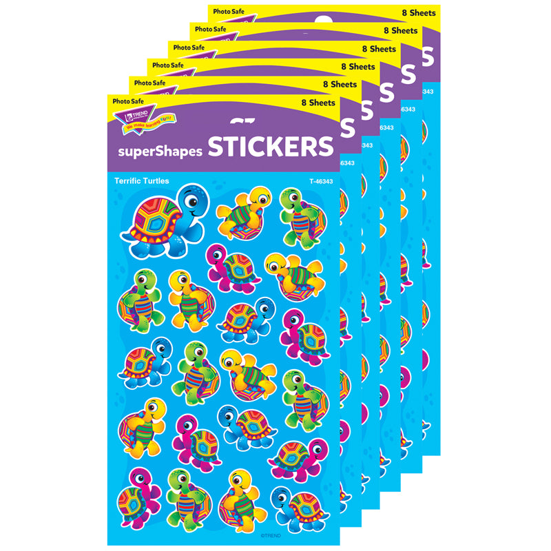 (6 PK) TERRIFIC TURTLE STICKERS LG