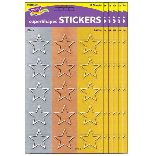 (6 PK) STARS SUPERSHAPES STICKERS