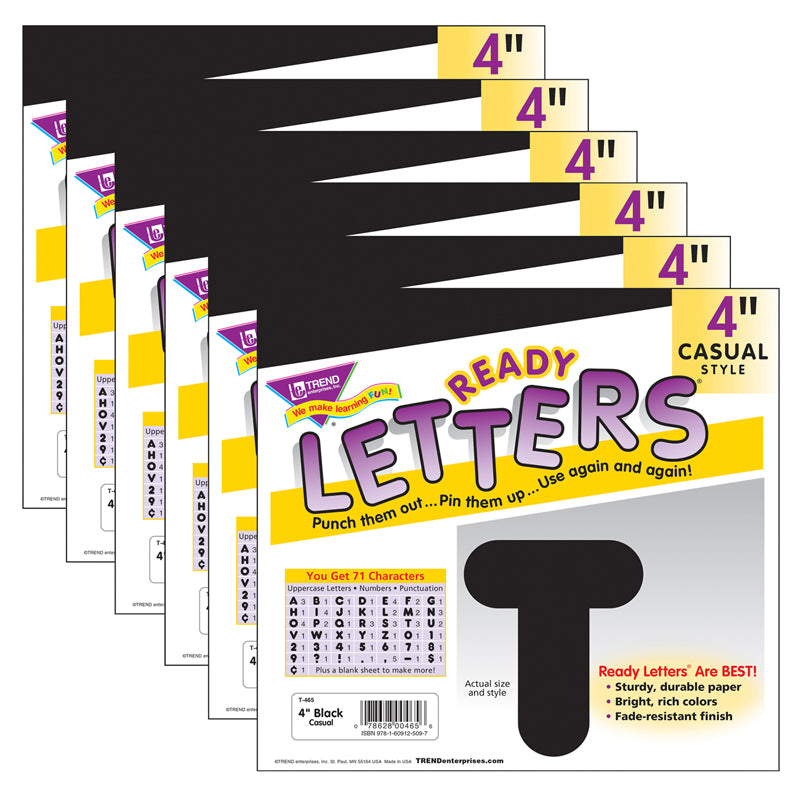 (6 PK) READY LETTERS 4IN CASUAL