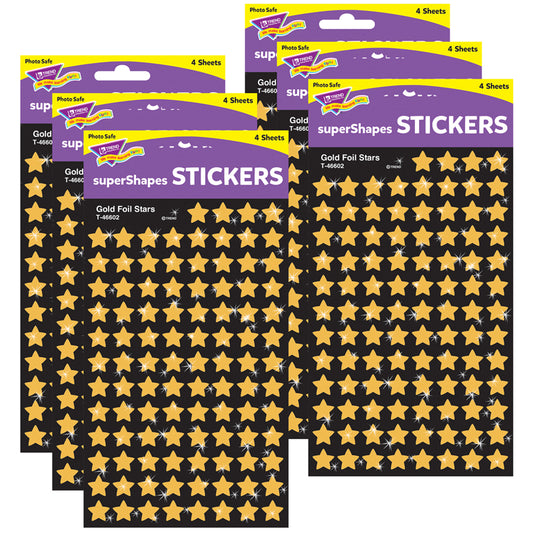 (6 PK) SUPERSHAPES GOLD FOIL STARS