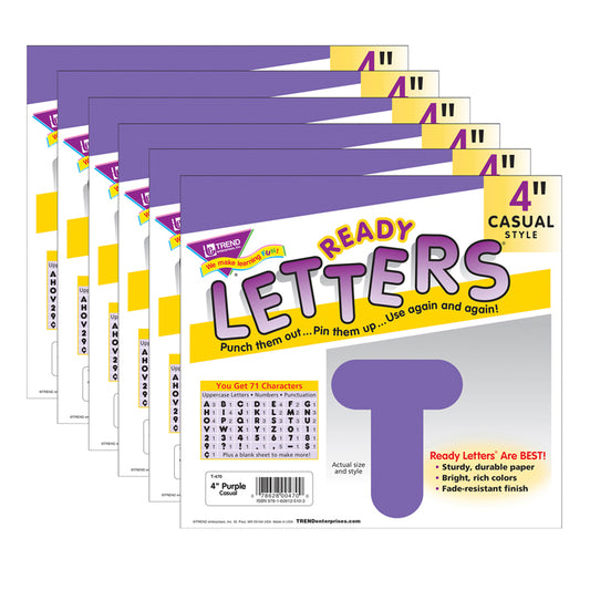 (6 PK) READY LETTERS 4IN CASUAL