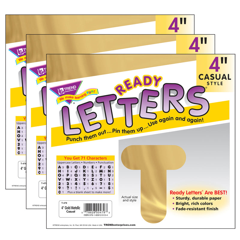 (3 PK) READY LETTERS 4IN CASUAL