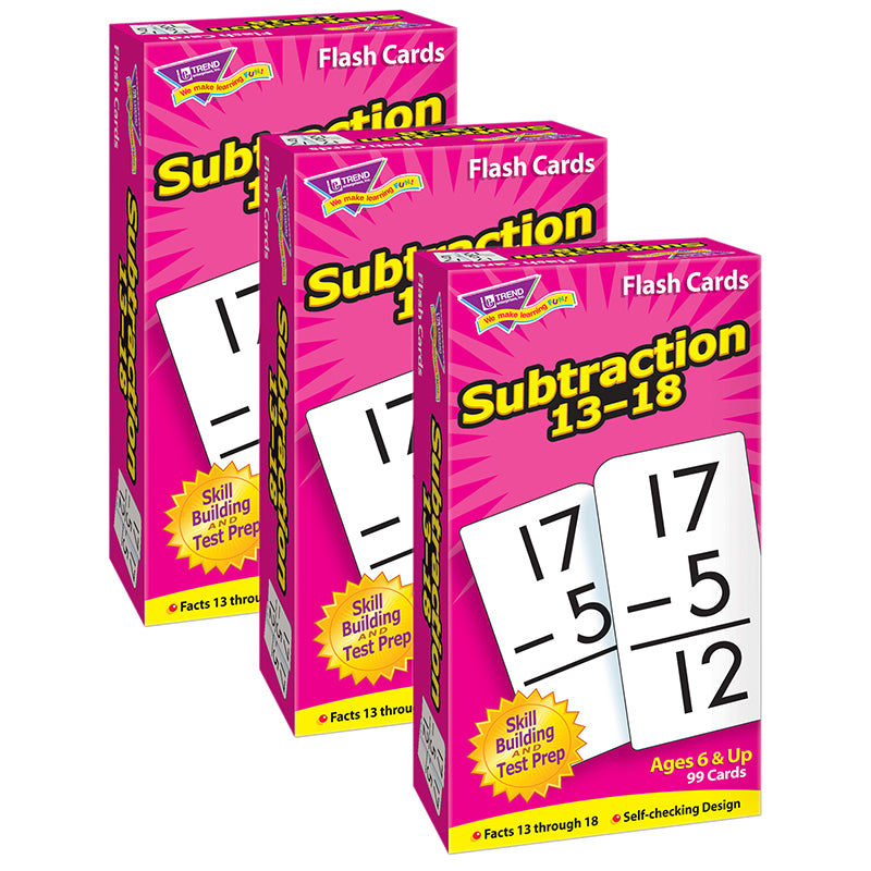 (3 PK) FLASHCARDS SUBTRACTION 13-18