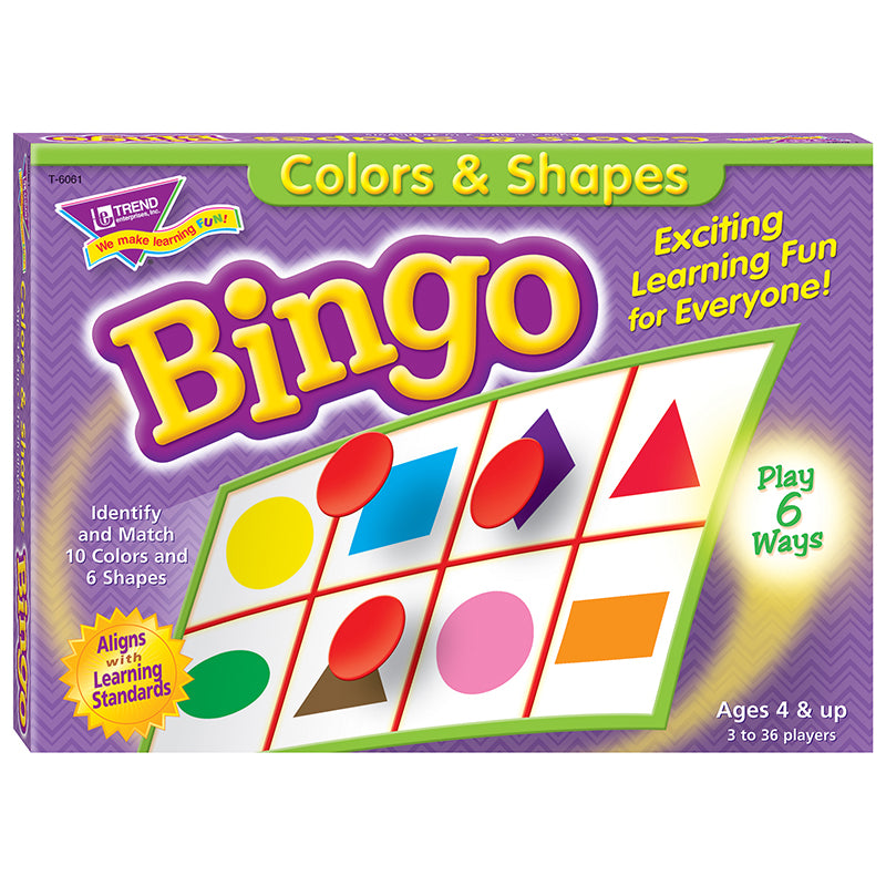 BINGO COLORS & SHAPES AGES 4 & UP