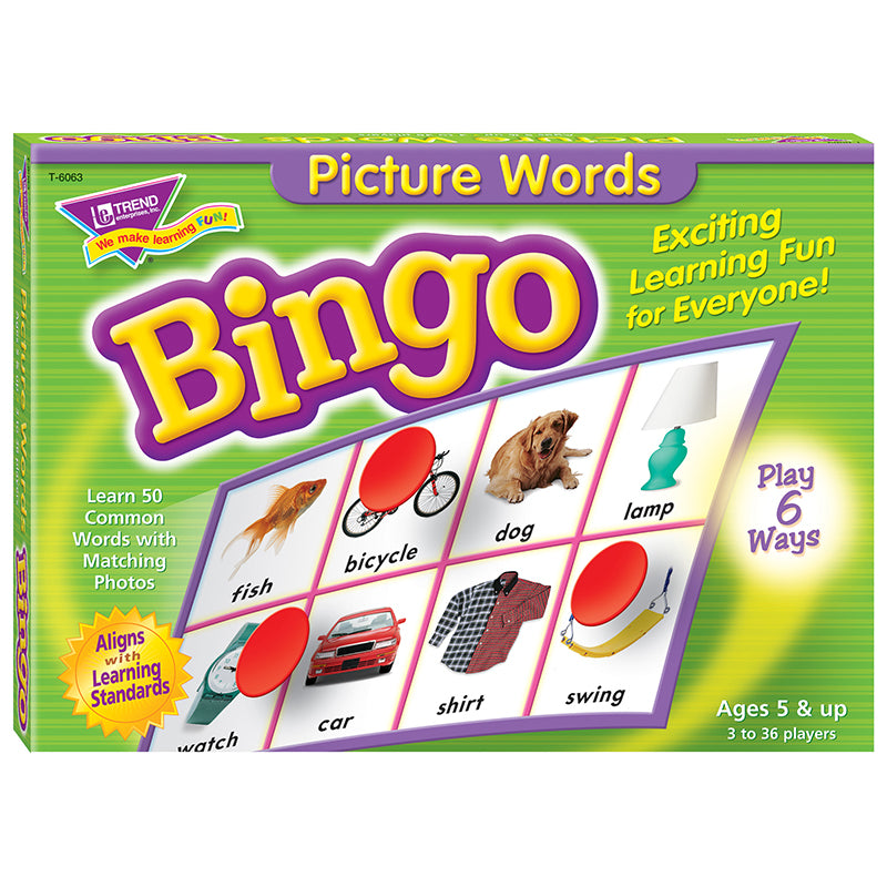 BINGO PICTURE WORDS AGES 5 & UP