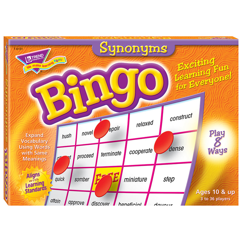 BINGO SYNONYMS AGES 10 & UP