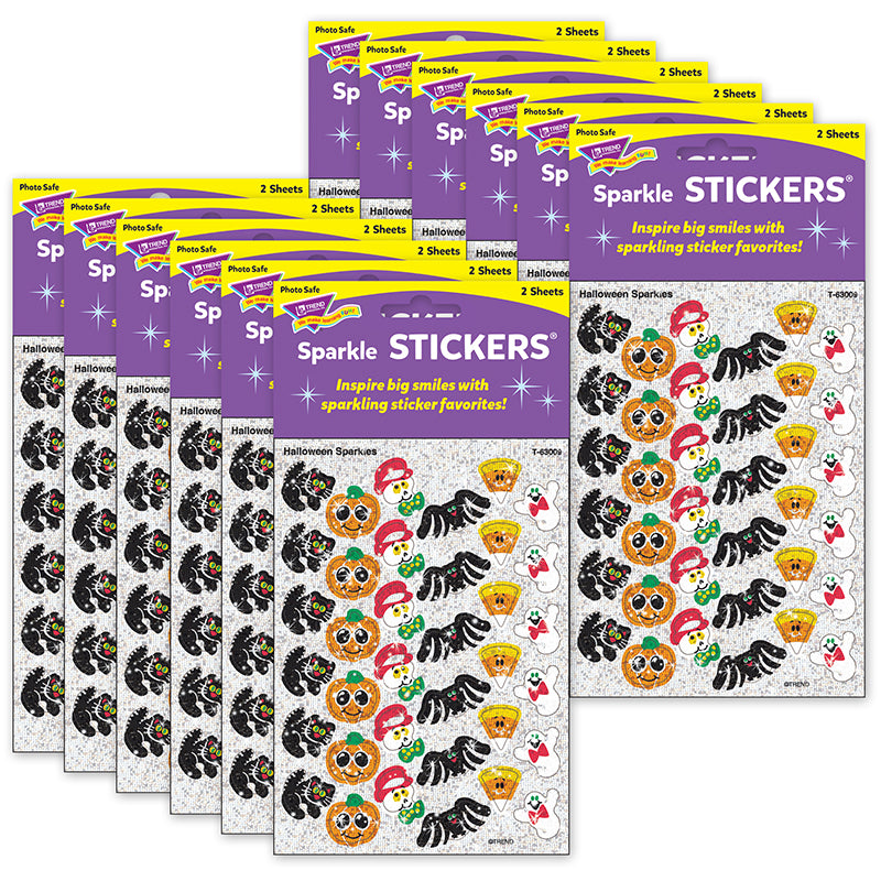 (12 PK) SPARKLE STICKERS HALLOWEEN