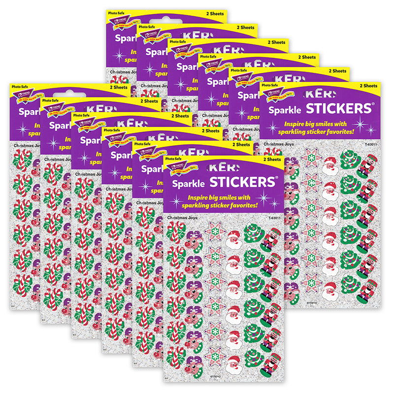 (12 PK) SPARKLE STICKERS CHRISTMAS