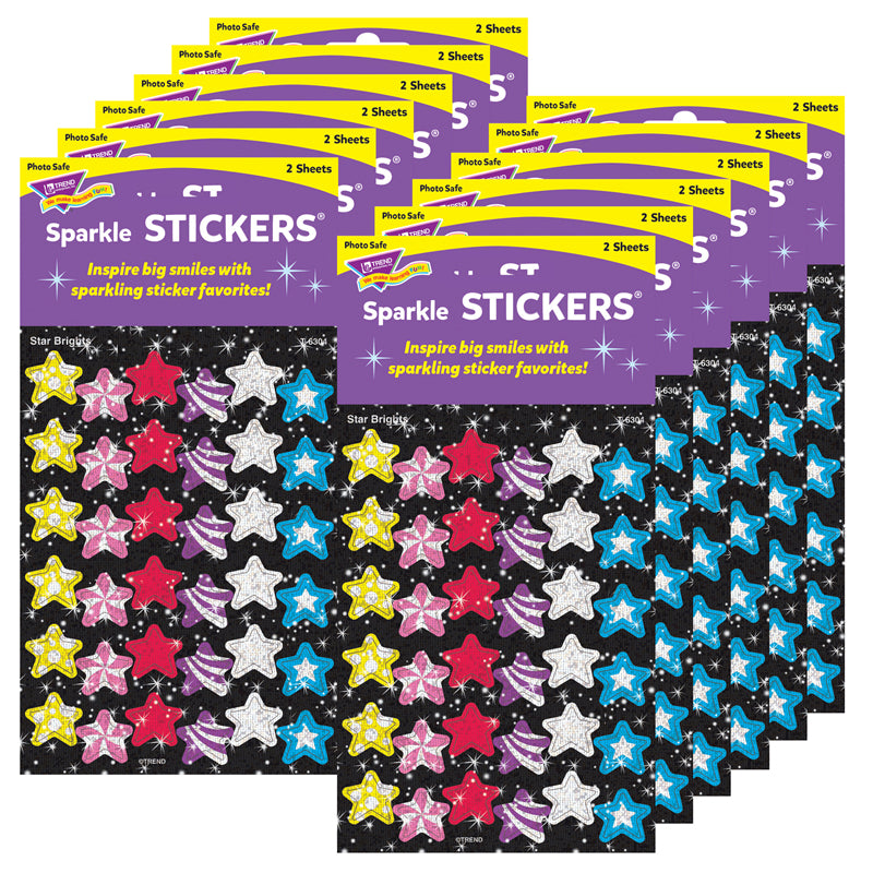 (12 PK) SPARKLE STICKERS STAR