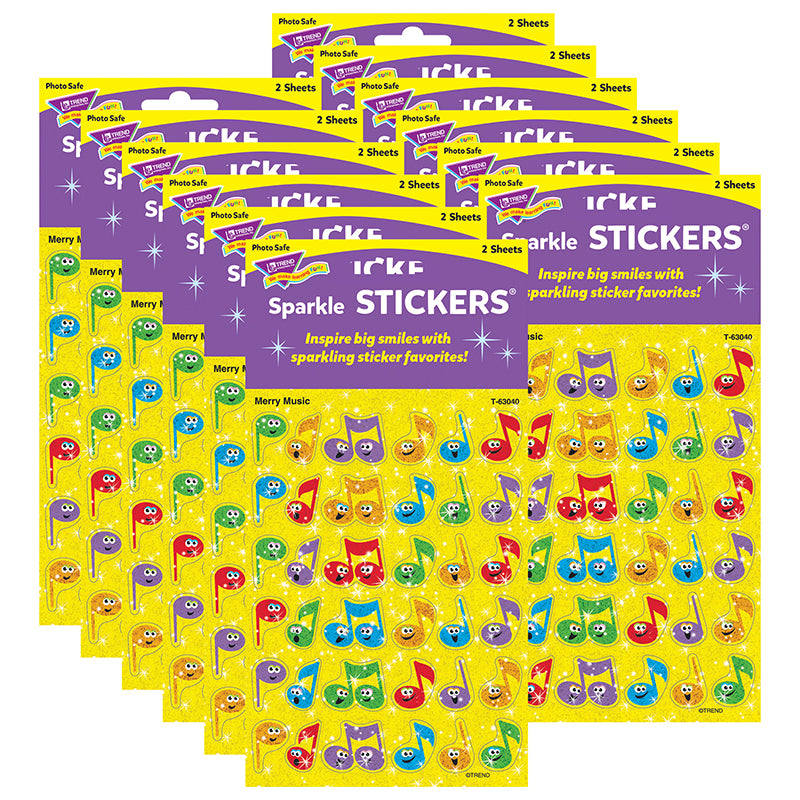 (12 PK) SPARKLE STICKERS MERRY