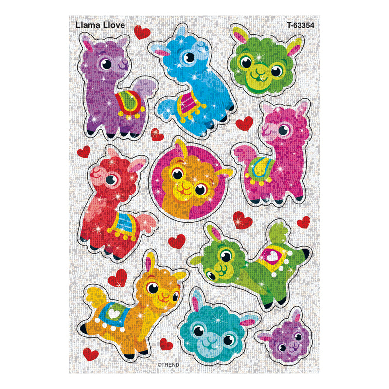 LLAMA LLOVE SPARKLE STICKERS 20 CT