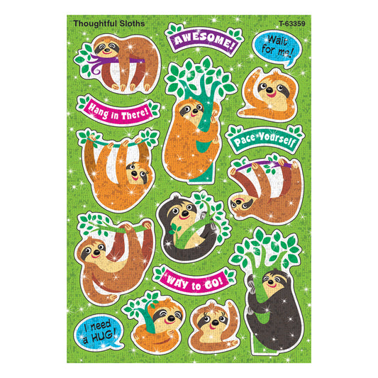 THOUGHTFUL SLOTHS SPARKLE STICKERS