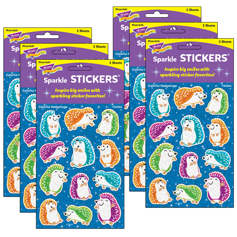 (6 PK) COLORFUL HEDGEHOGS SPARKLE