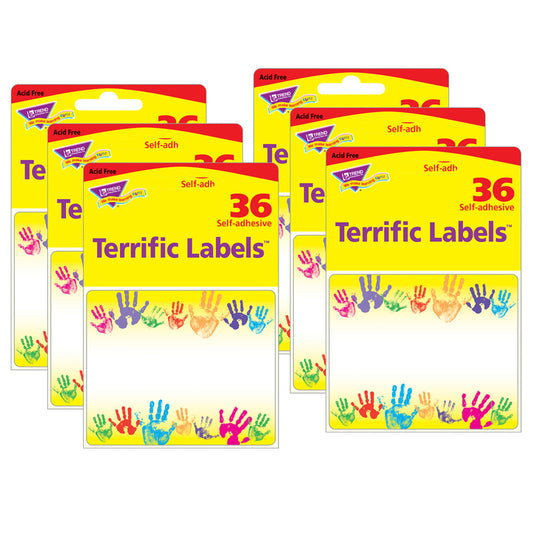 (6 PK) NAME TAGS RAINBOW HANDPRINTS