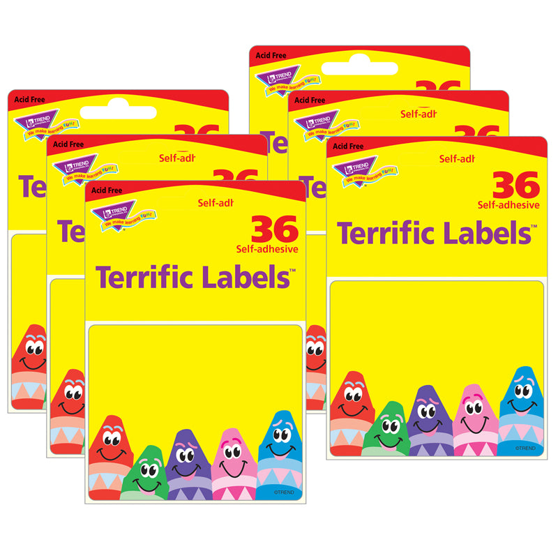 (6 PK) NAME TAGS COLORFUL CRAYONS