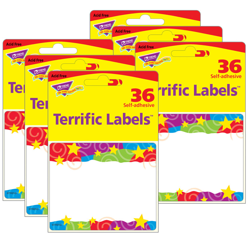 (6 PK) STARS N SWIRLS NAME TAGS