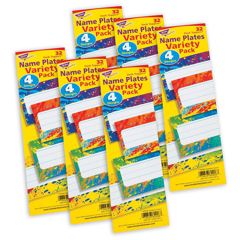 (6 PK) SPLASHY COLORS NAME PLATES