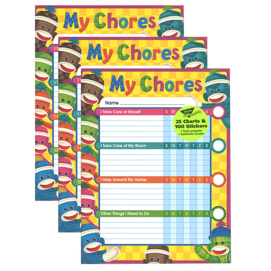 (3 EA) SOCK MONKEY CHORE CHART