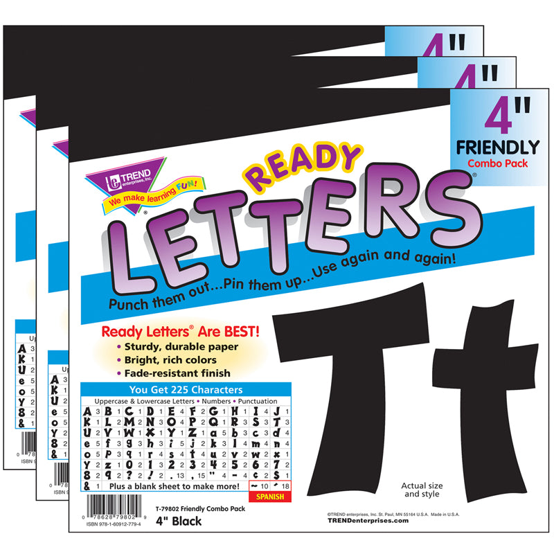 (3 PK) READY LETTERS 4IN BLACK