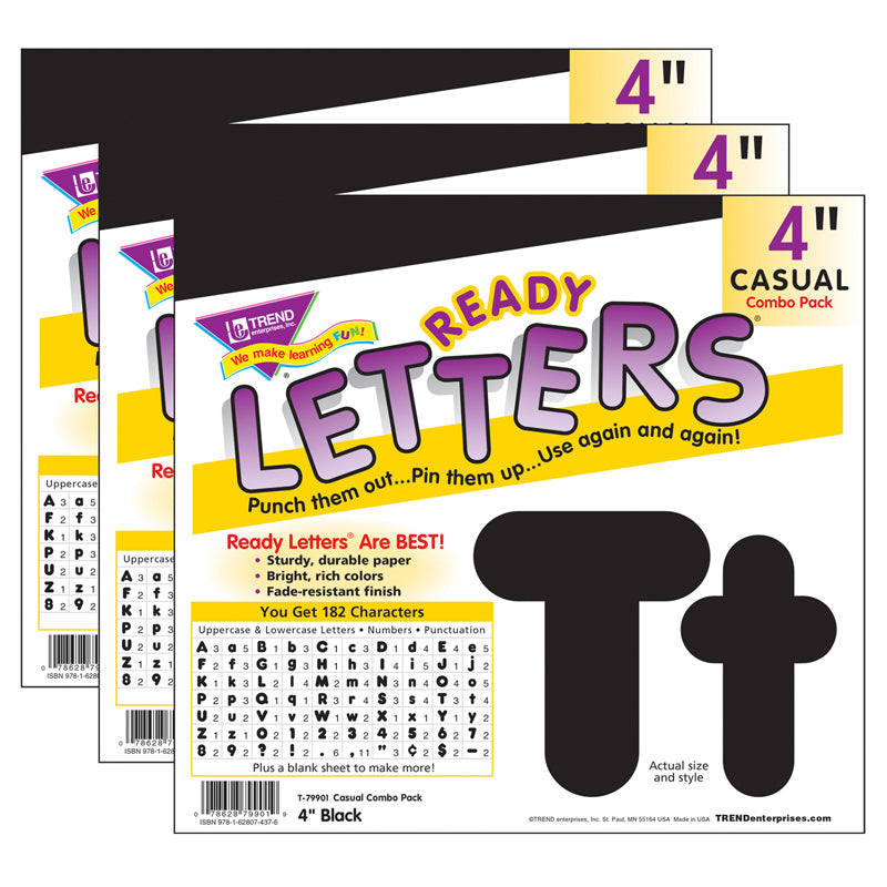 (3 PK) READY LETTERS 4IN BLACK