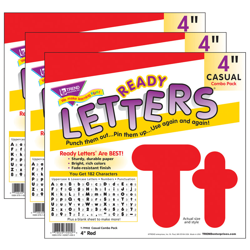 (3 PK) READY LETTERS 4IN RED