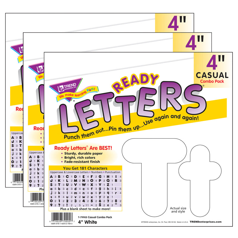 (3 PK) READY LETTERS 4IN WHITE